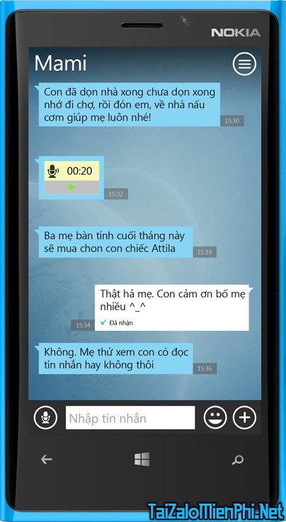 Chat miễn phí trên điện thoại Windows Phone với Zalo