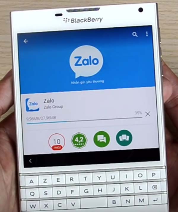 Tải Zalo cho Blackberry sử dụng Android